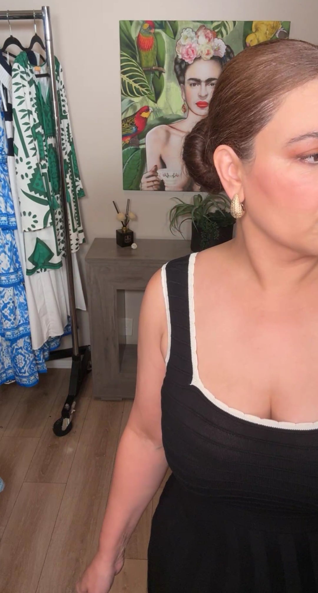 Vestido Negro Y Beige Knit Midi Stretch (#143)