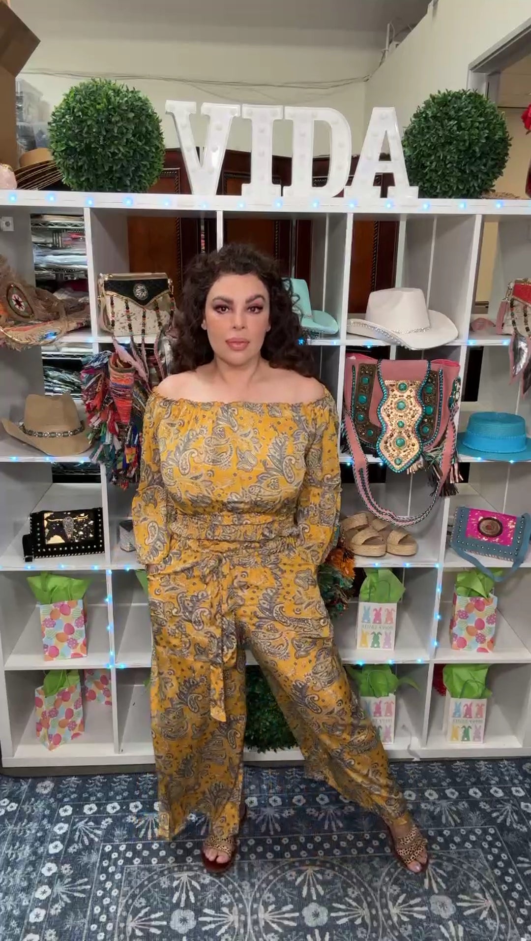 Set Amarillo Paisley Semi Satinado Pantalon (#121)
