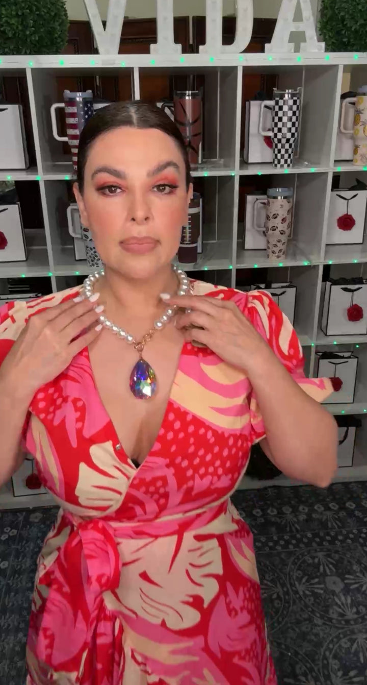 Collar Tornasol Gota y Perlas Set (#262)