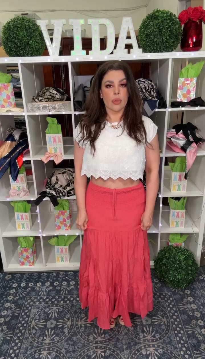 Falda Rojo Coral Fresca (#147)