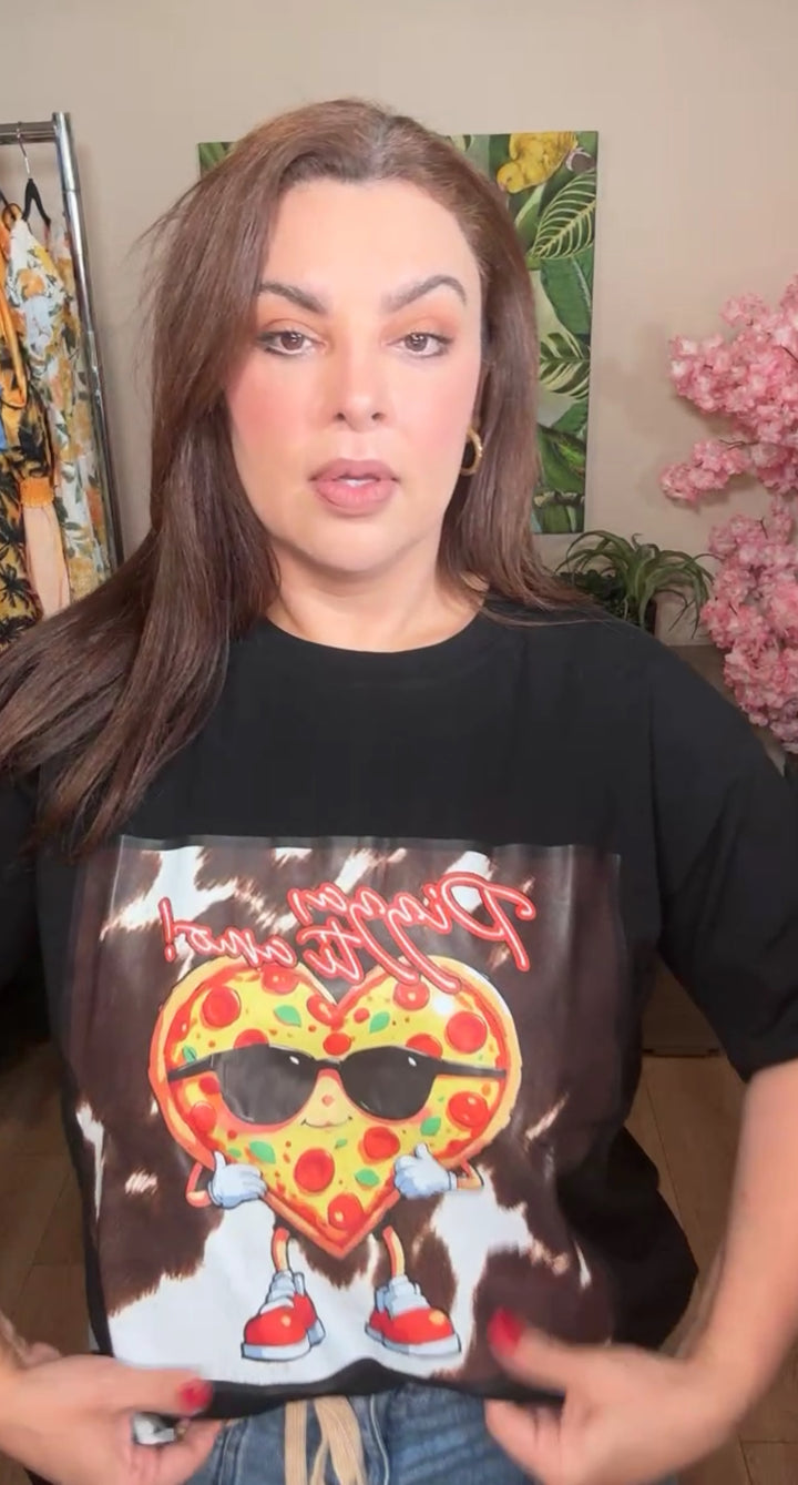 Blusa Negra Pizza Heart (#160)