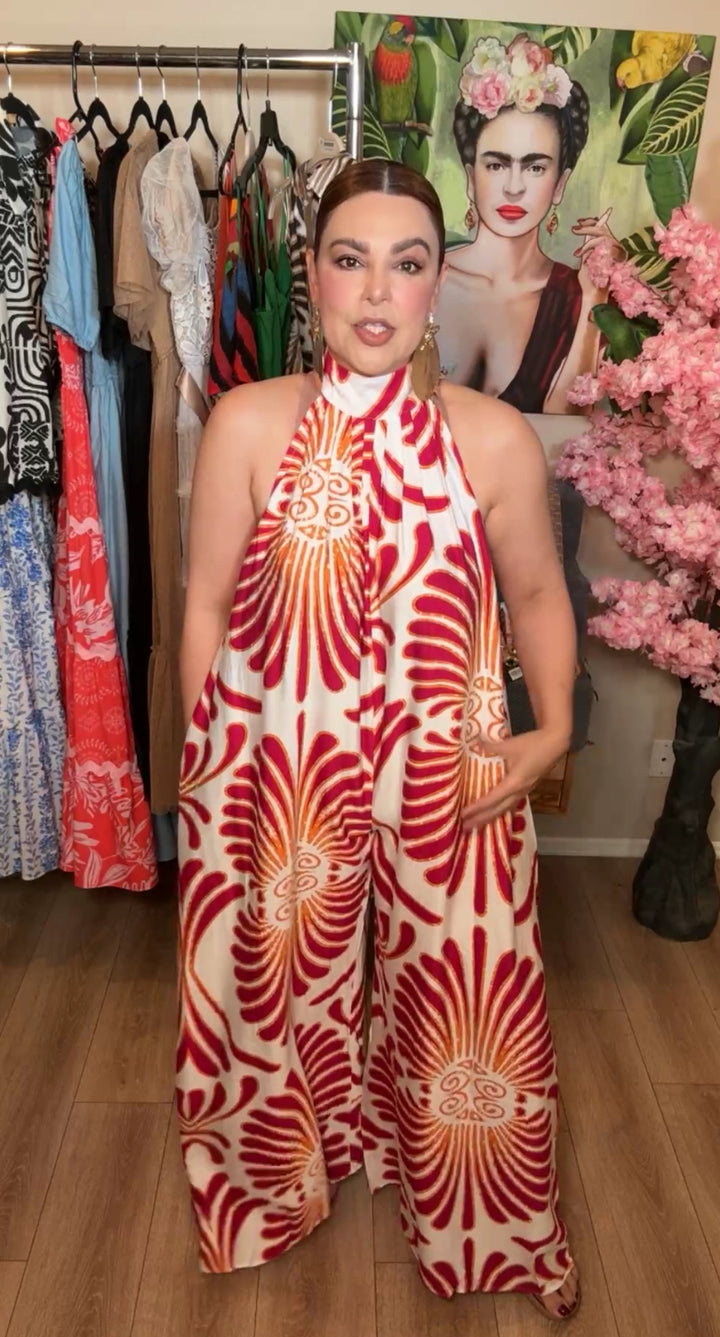 Enterizo Blanco Con Magenta Diseño Solar Palazzo Preorden (#232)