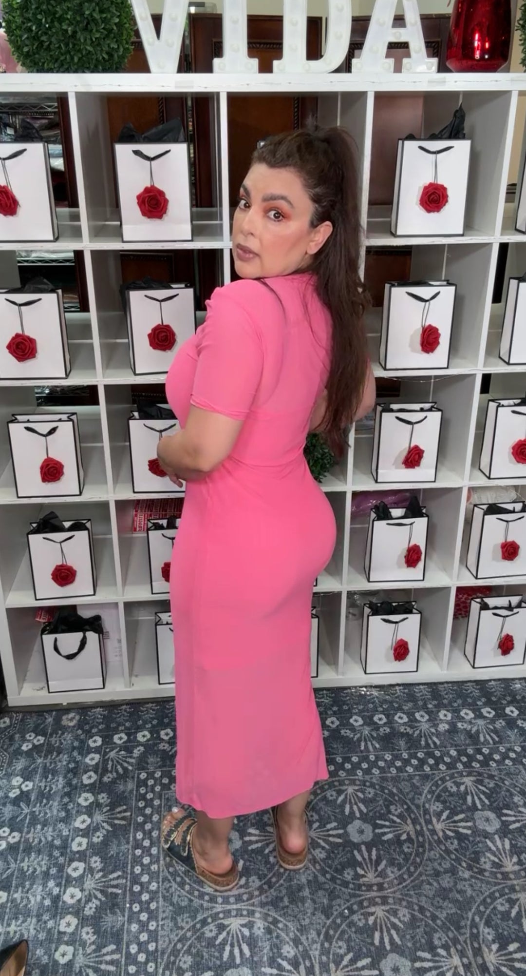 Vestido Rosa Malla Midi (#172)