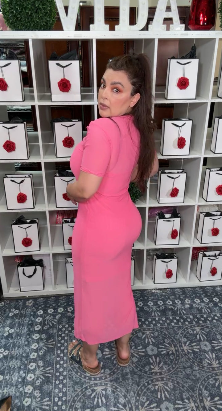 Vestido Rosa Malla Midi (#172)