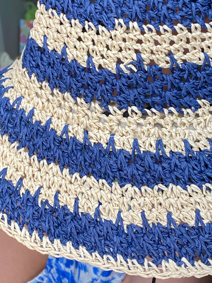 Gorro Azul y Beige Ralla Bucket Hat (#141)