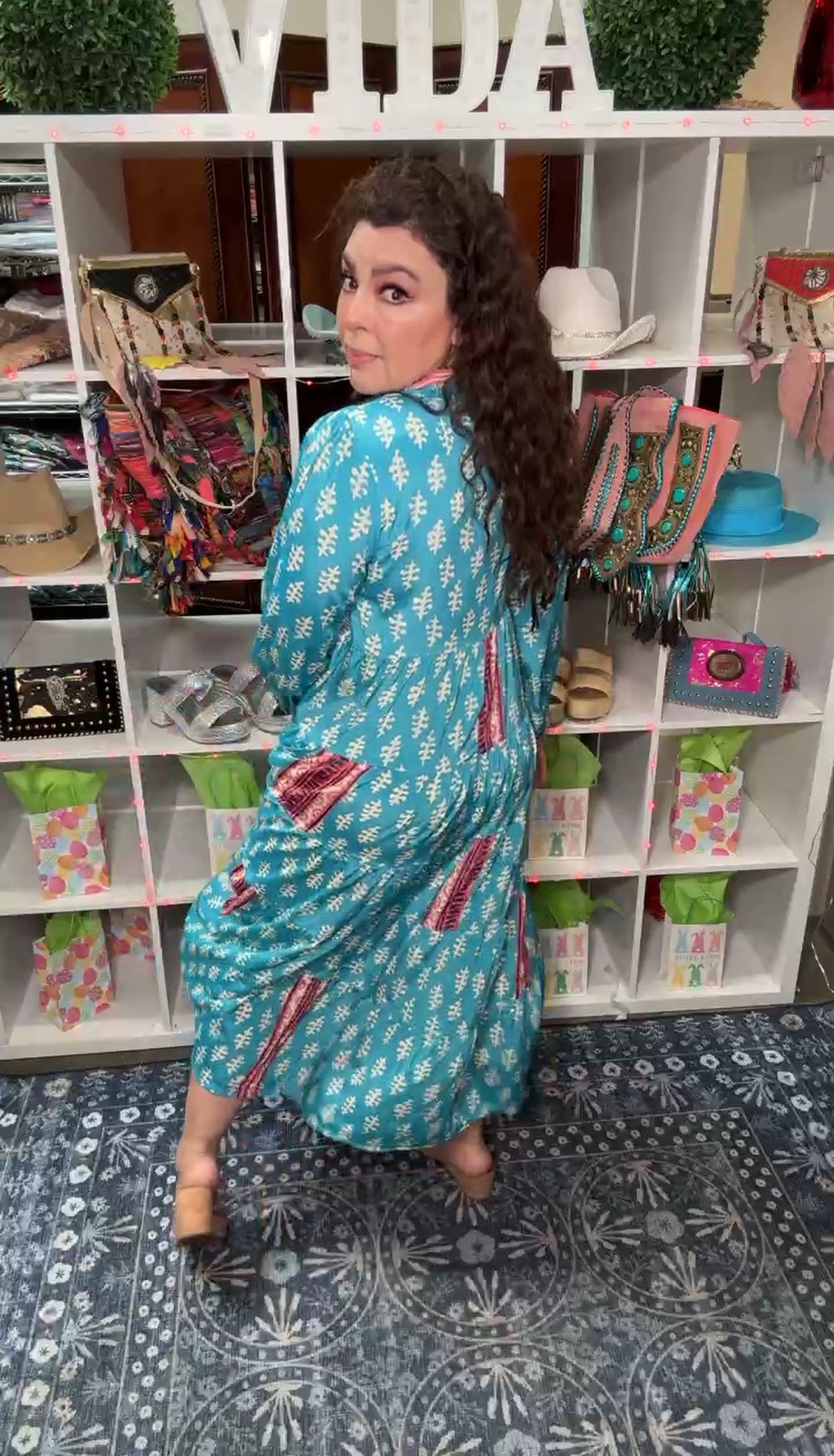 Vestido Azul Turqueza Suelto Bohemio (#126)