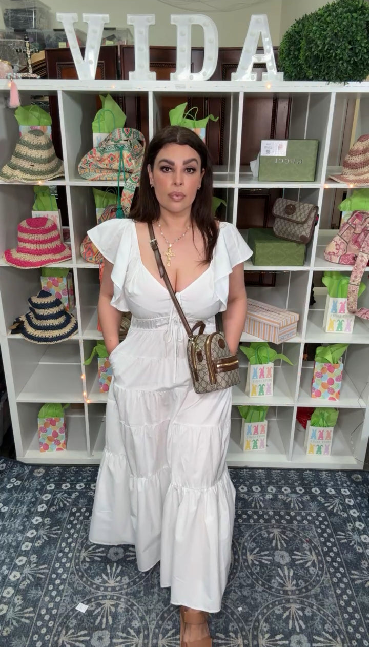 Vestido Blanco Cintas al Frente (#124)
