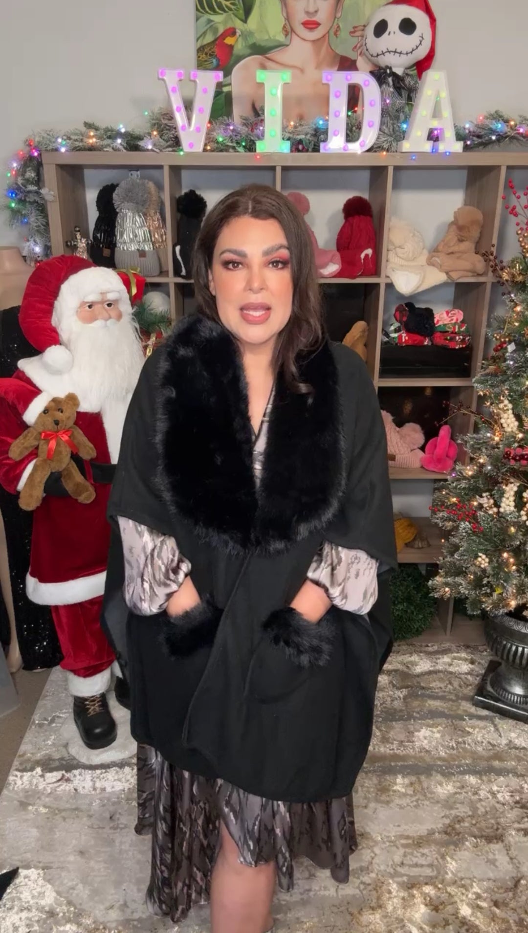 Shawl Negro Cuello Fur Lux (#150)