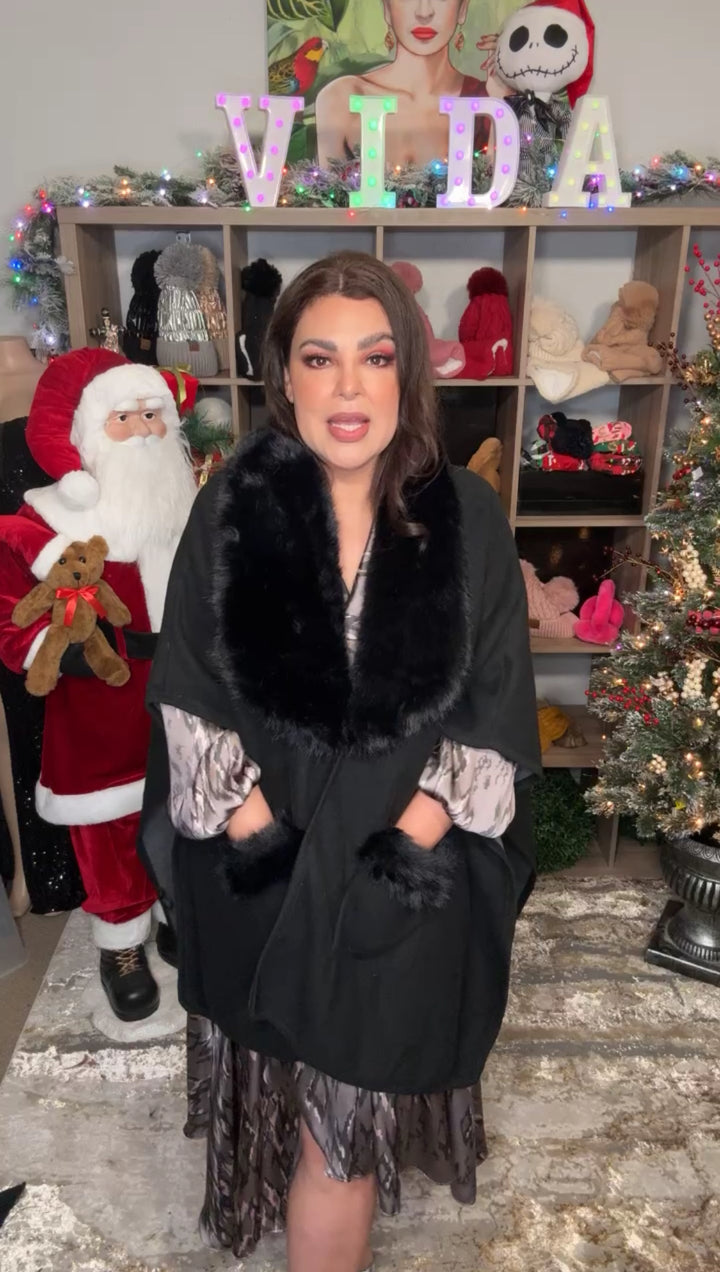 Shawl Negro Cuello Fur Lux (#150)