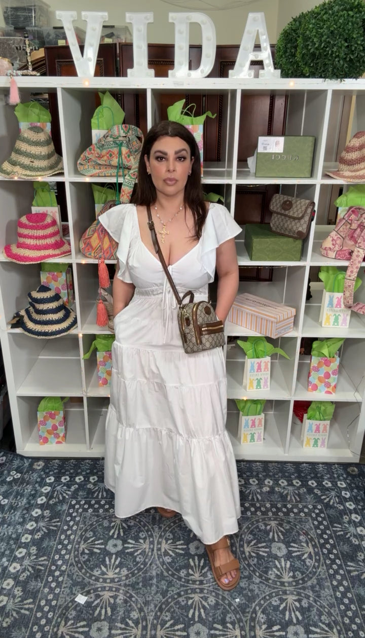 Vestido Blanco Cintas al Frente (#124)