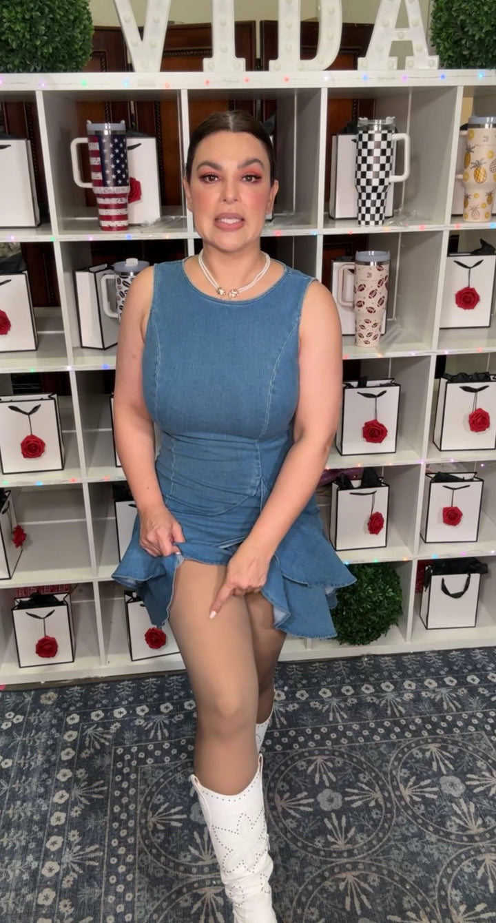 Vestido Azul Mezclilla Olanes Mini