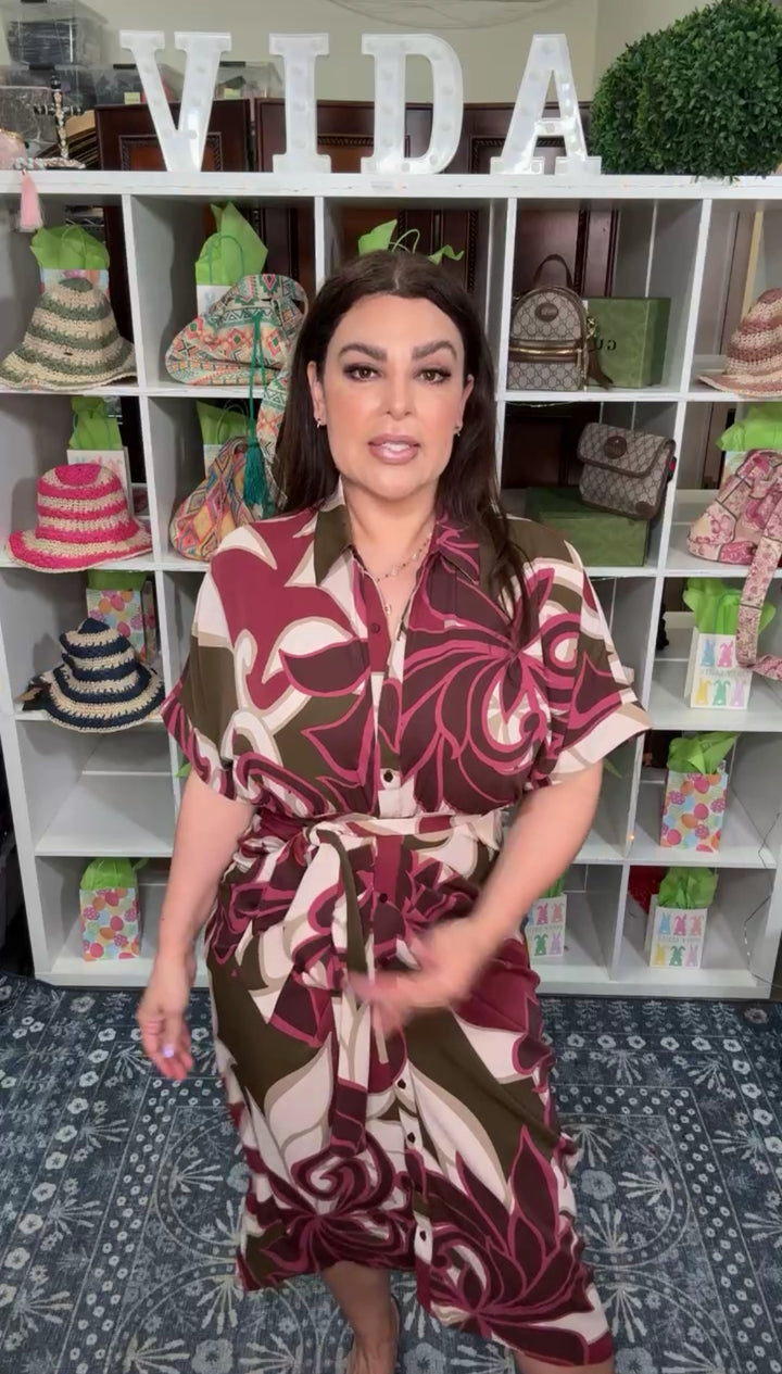 Vestido Guinda y magenta Nudo al Frente (#172)