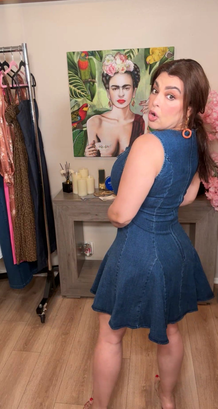 Vestido Azul Mezclilla Monitos Mini (#125)
