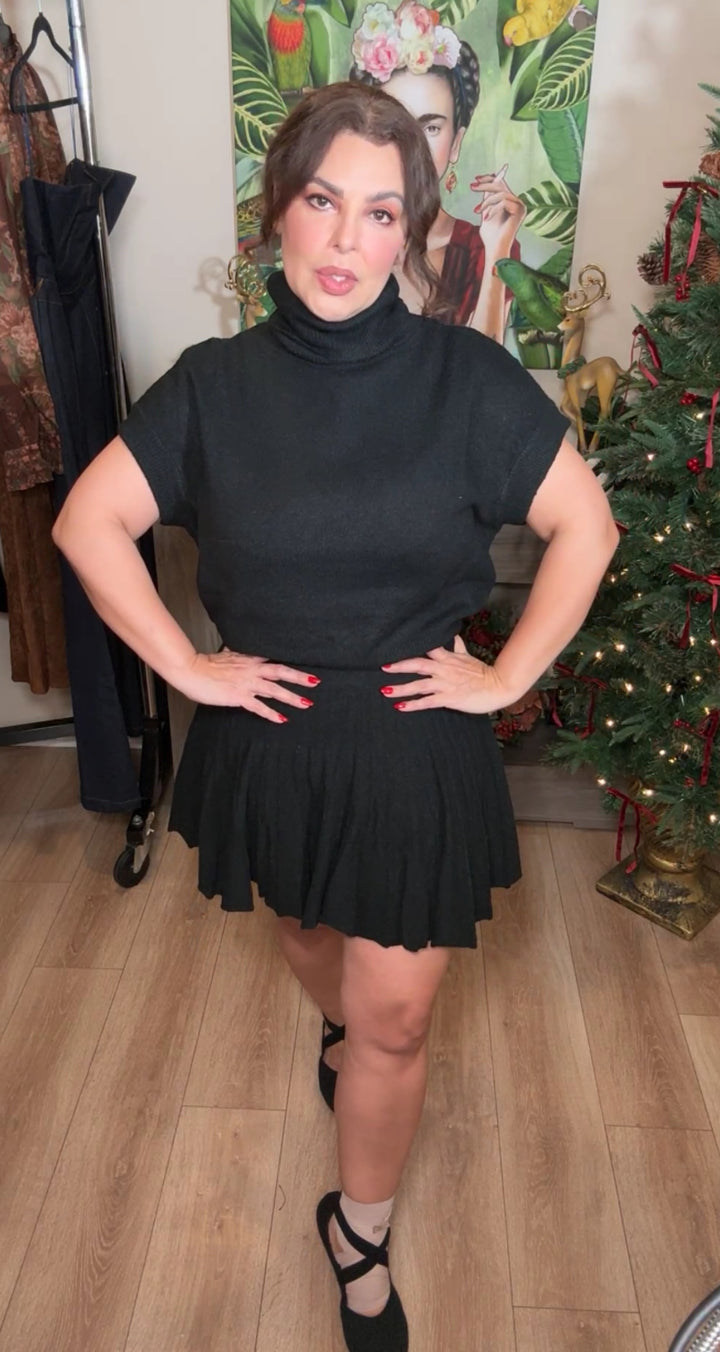 Set negro mini ultra suave falda y top (#117)