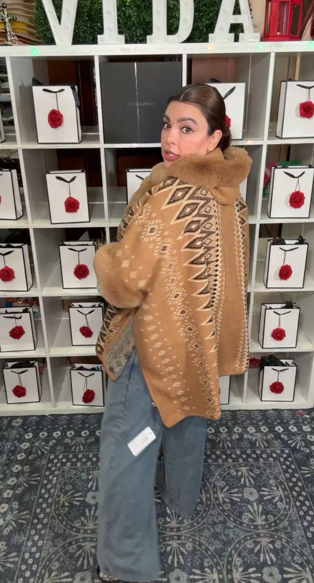 Shawl Mocha y Negro Western Fur Unitalla (#138)
