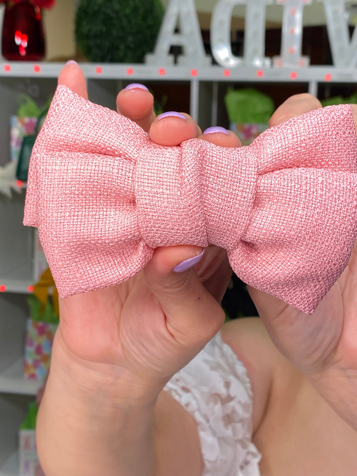 Moño Rosa Doble Clip (#284)