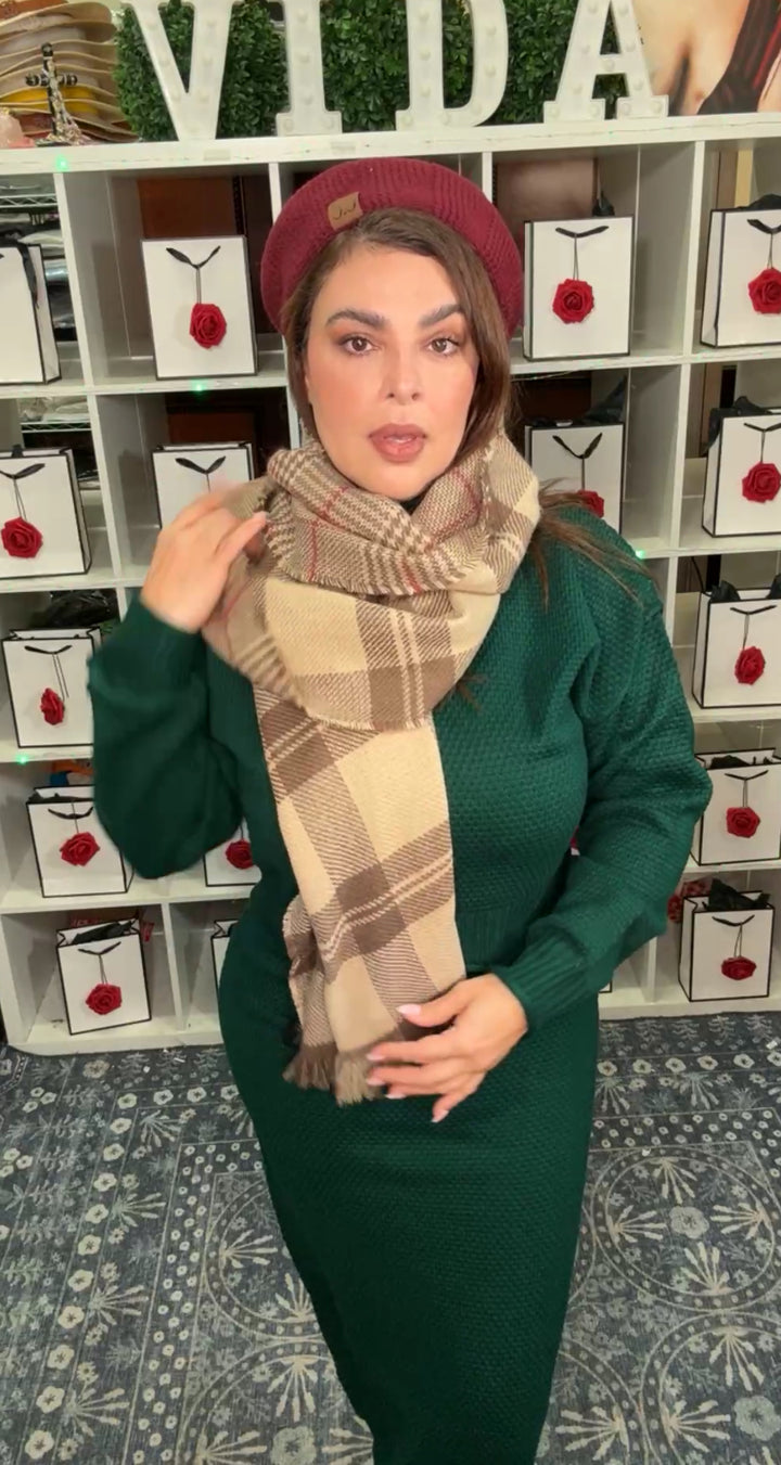 Set Verde Falda y Sweater Crop de Punto Cuadro (#133)