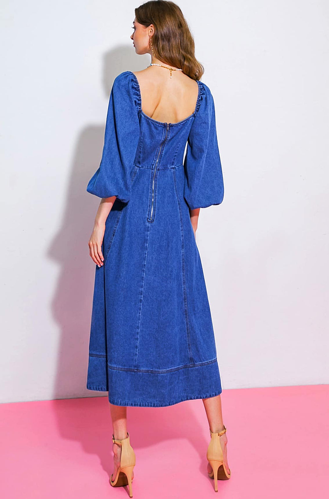 Vestido Azul Mezclilla Midi con Bolsillos (#121)