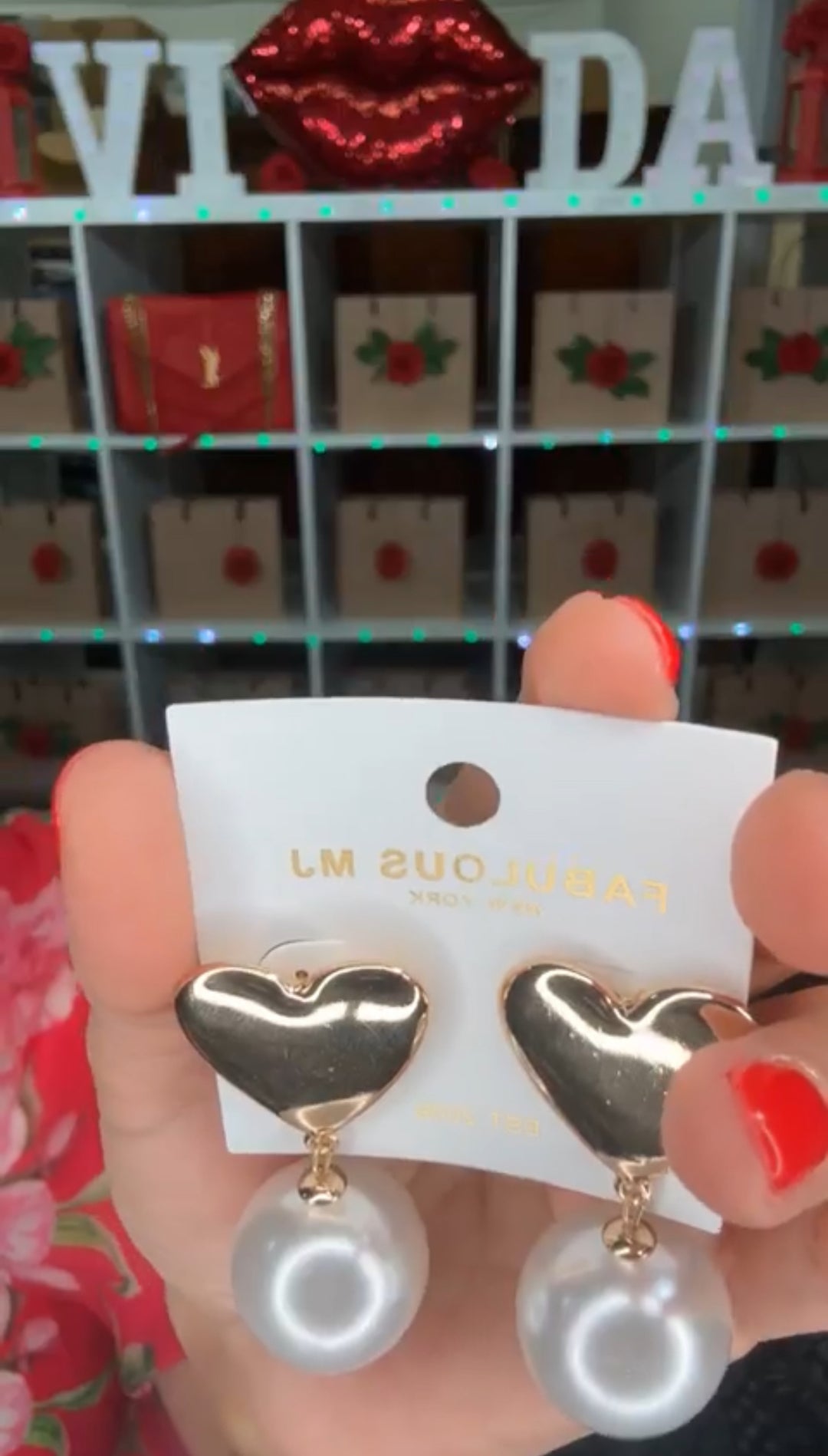 Arete Dorado Corazon Perla Chunky (#103)