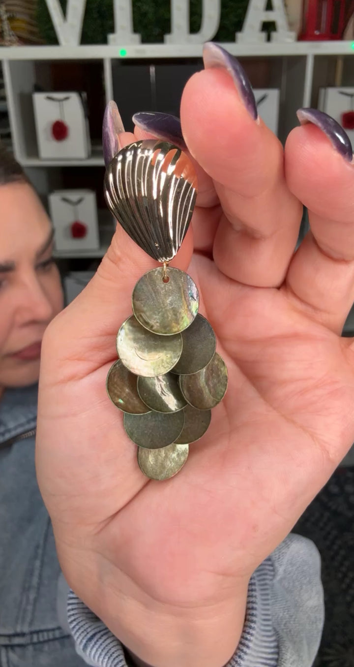 Arete Verde y Dorado Circulos (#107)