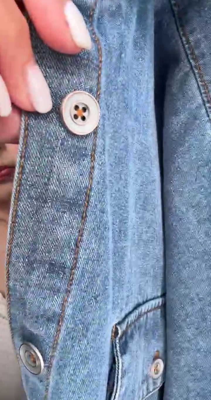 Camisa Azul Mezclilla Relax Manga Corta (#118)