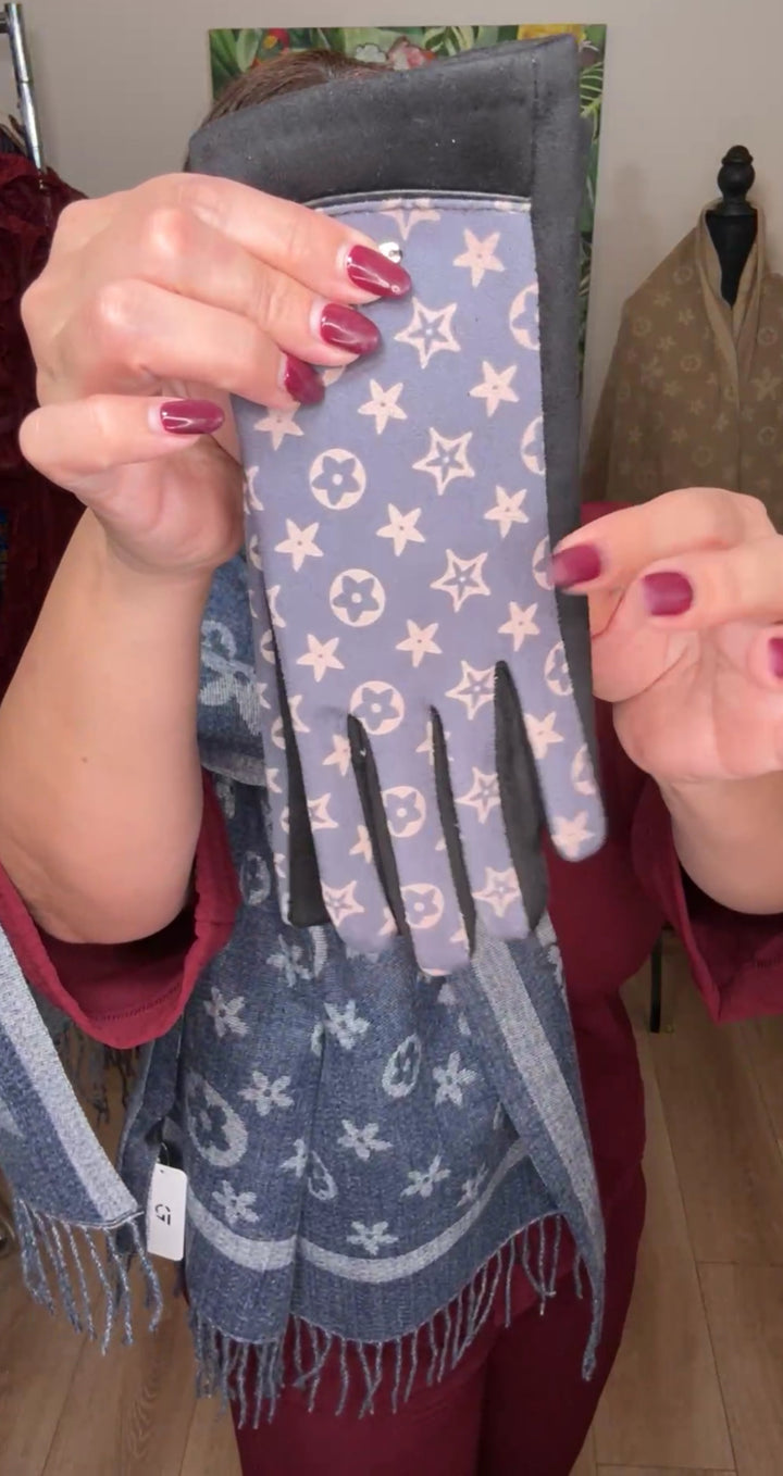 Guante azul y mocha LV (#125)