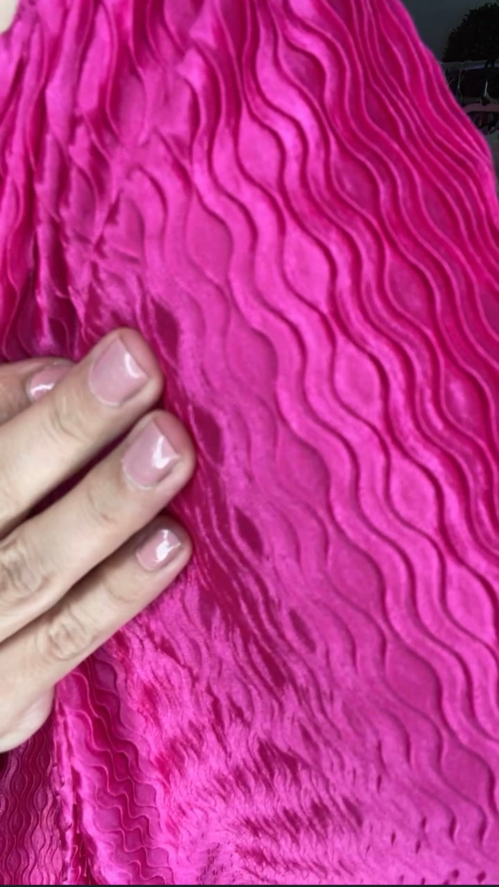 Set Rosa Fuschia Texturizado Palazo Stretch (#173)
