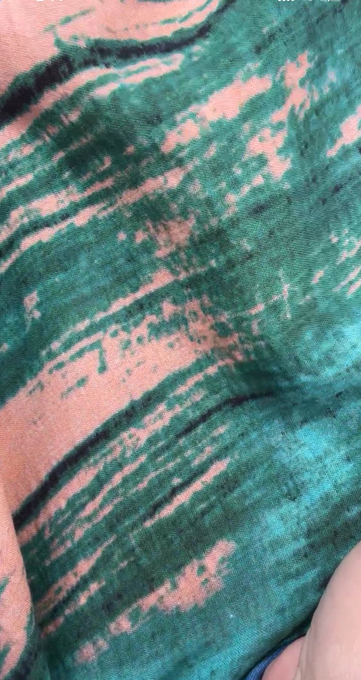 Vestido Azul Multi Paint Verde Maxi (#180)