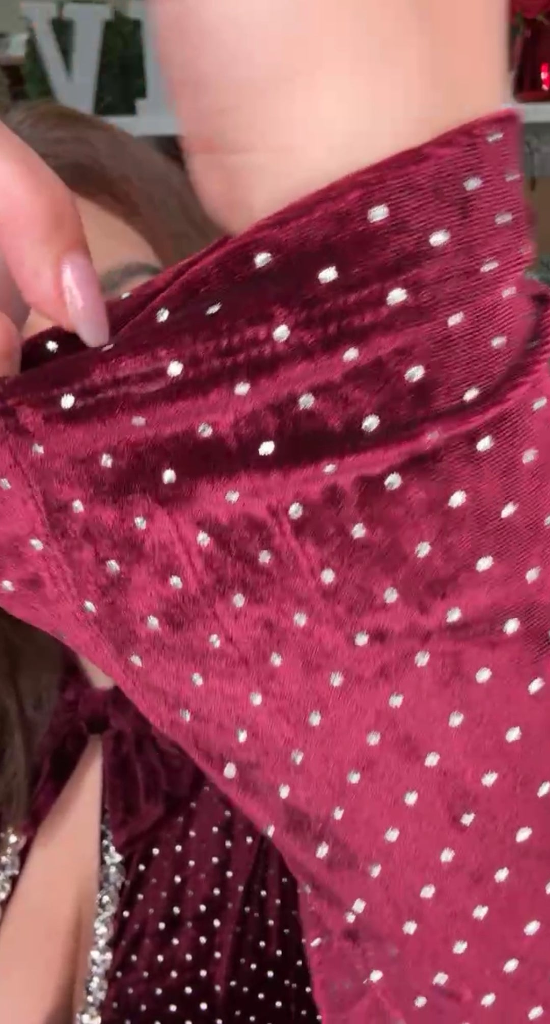 Vestido Vino Terciopelo Peekaboo Rhinestones (#134)