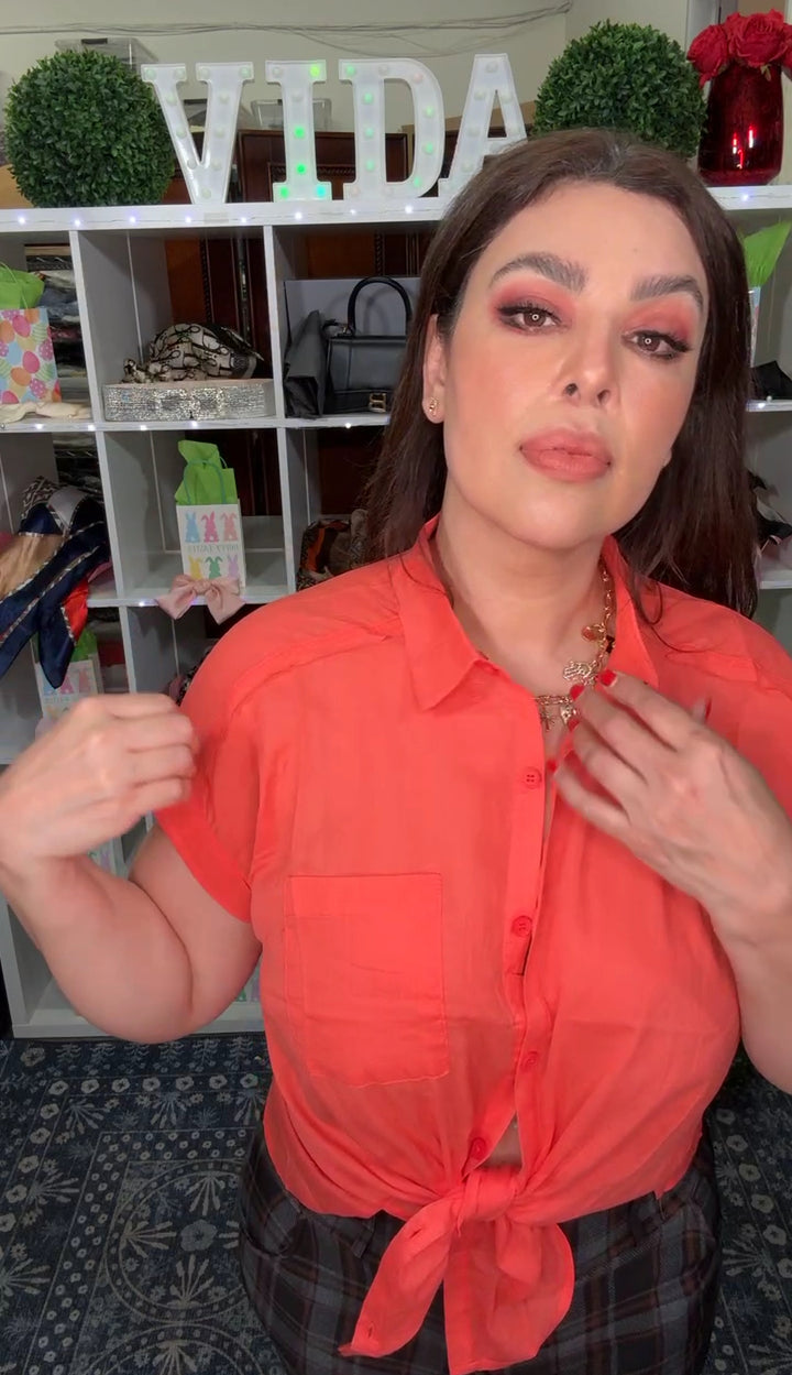 Camisa Naranja Fresca Manga Corta (#127)