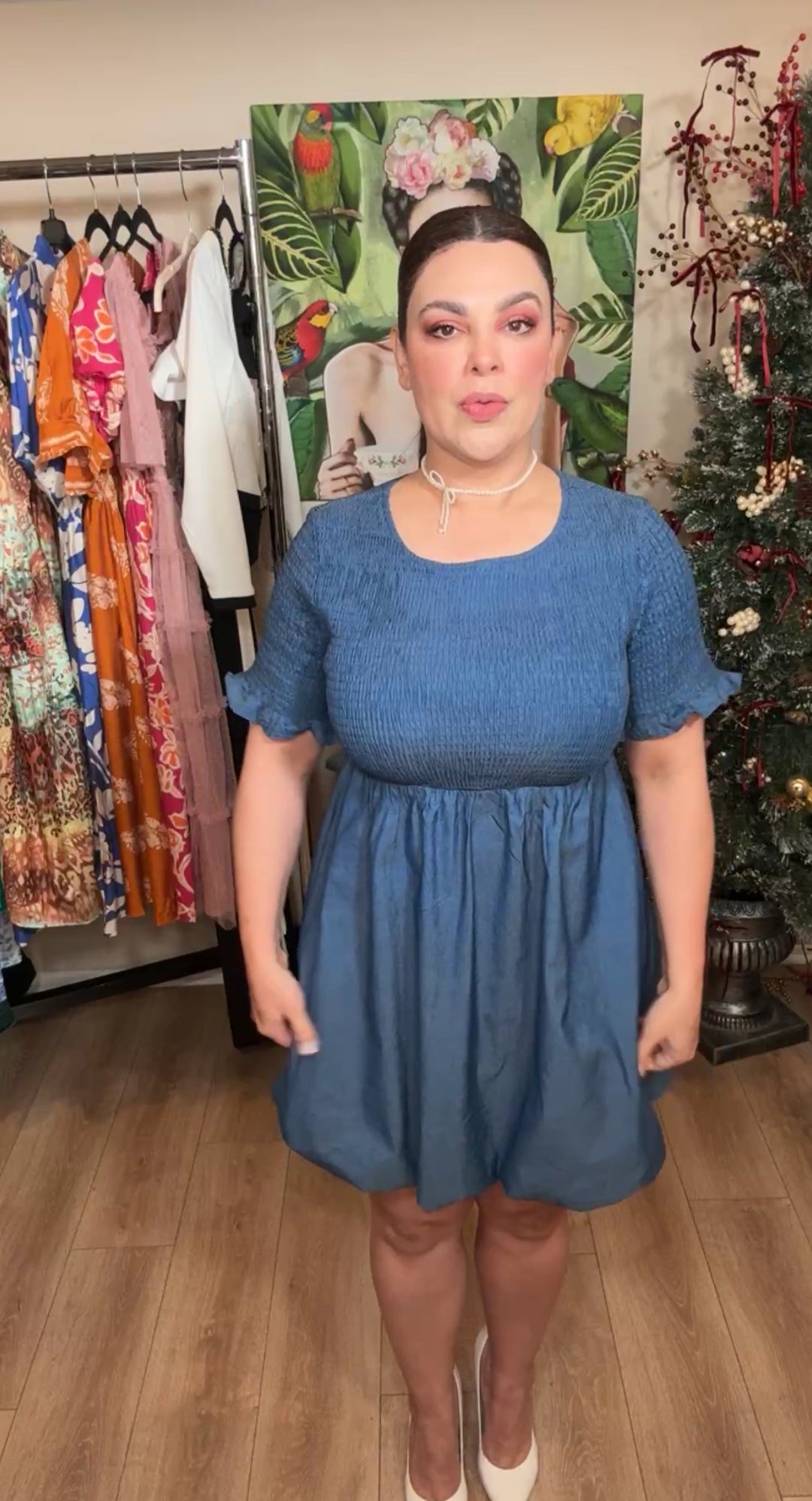 Vestido Azul Mezclilla Burbuja Top Elastico (#343)