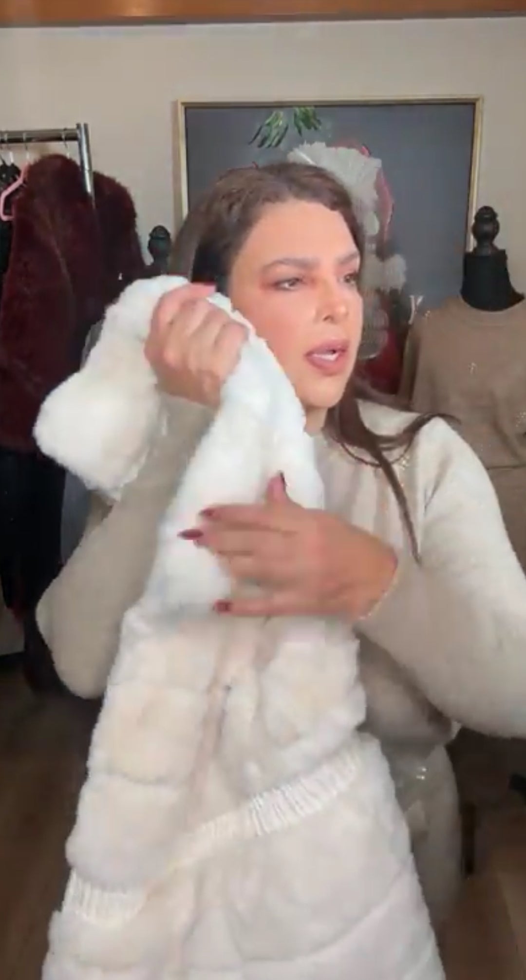 Chaleco beige fur &amp; leather (