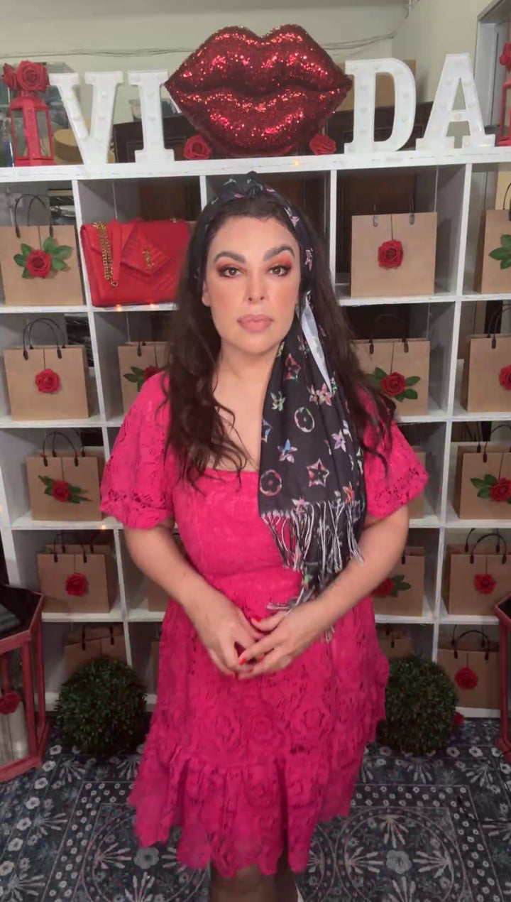 Shawl Negro Floral LV (#245)