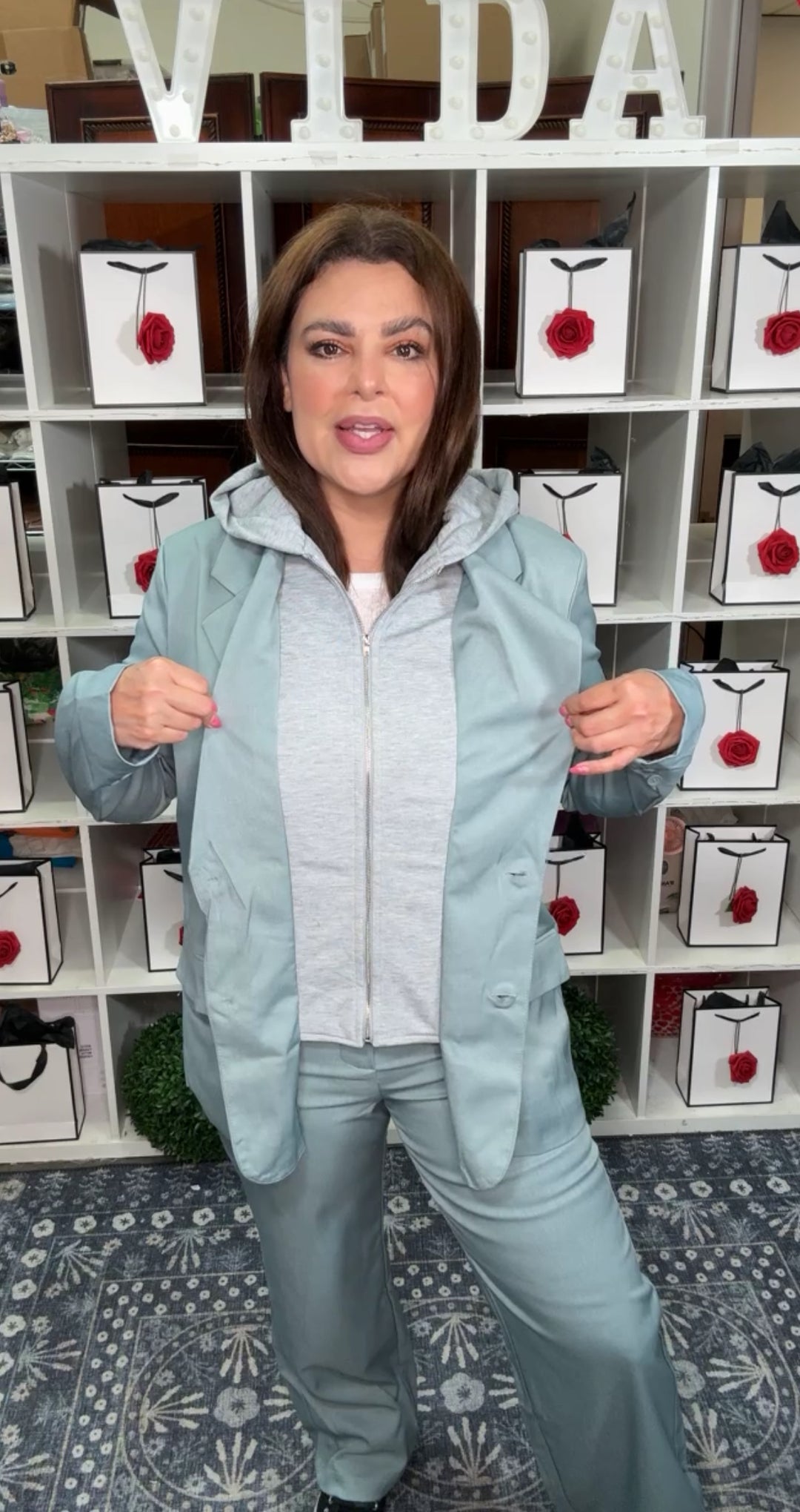 Set azul blazer & hoddie sport con pantalón (#119)