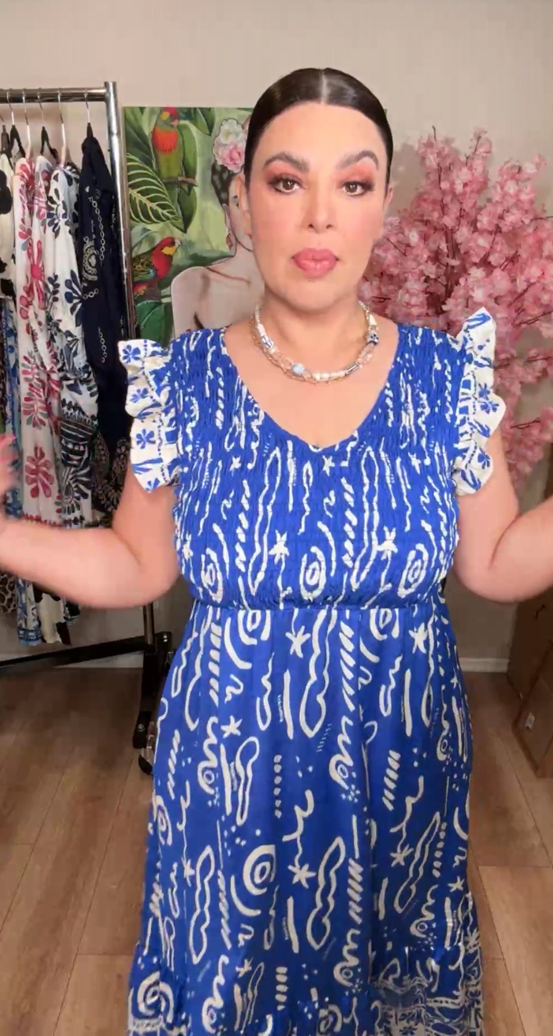 Vestido azul royal y blanco estrellas festive maxi (#149)