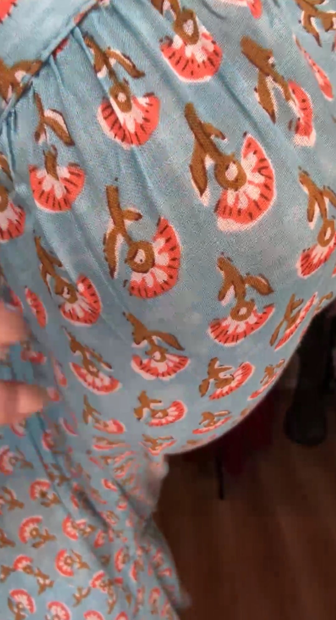 Vestido azul cielo pechera beige western (