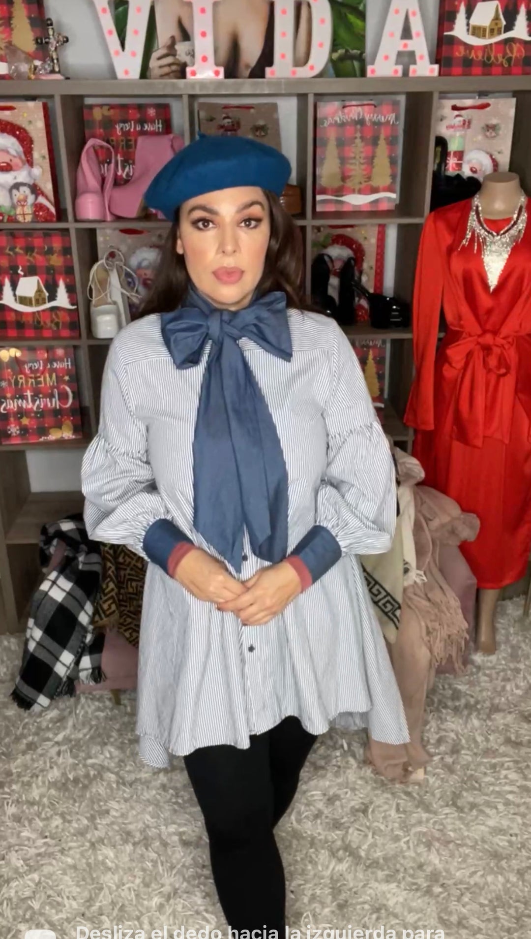Vestido Blanco y Azul Rayas Moño Cuello (#165)