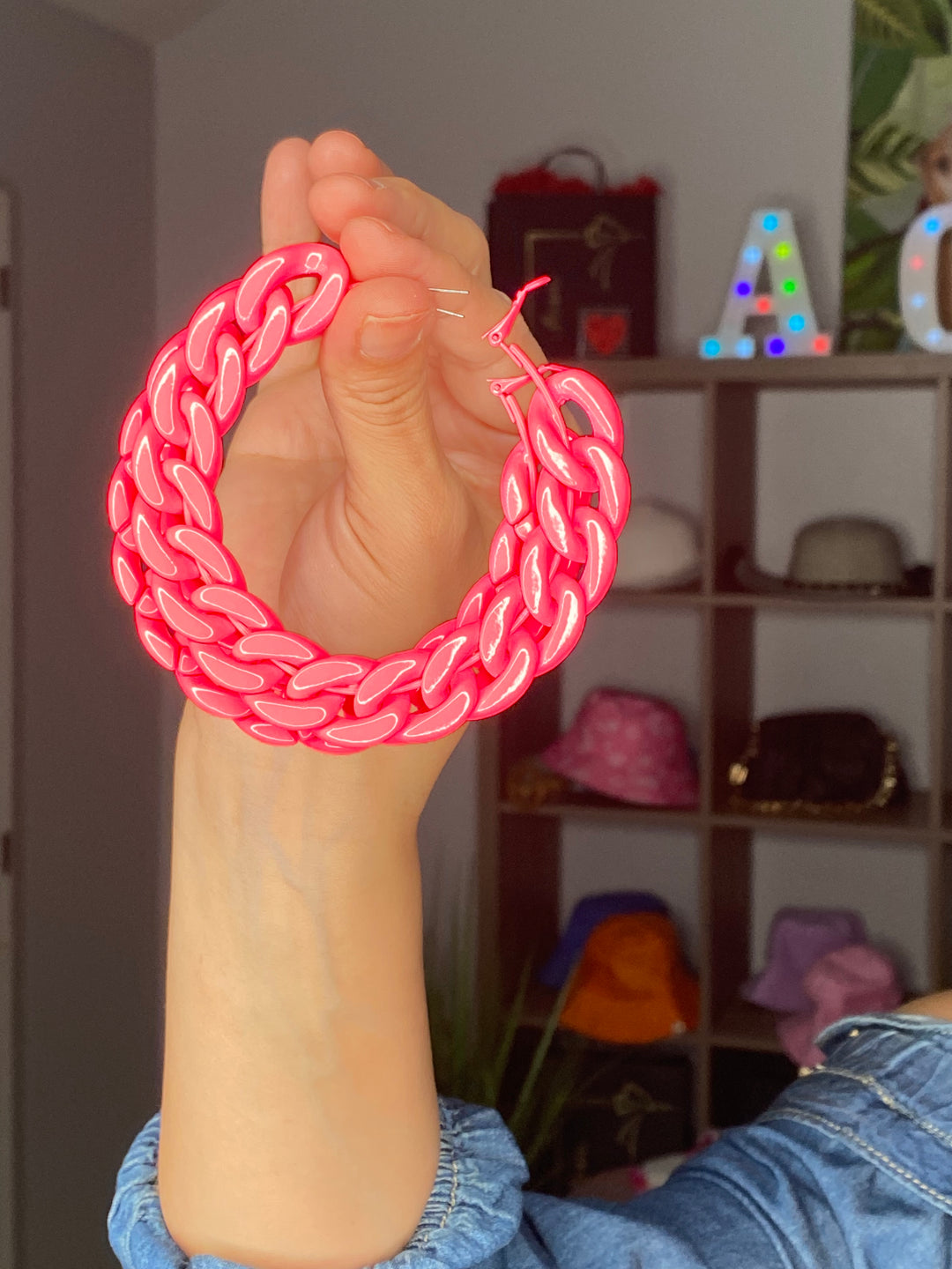 Arete Arracada Rosa Neon (#105)