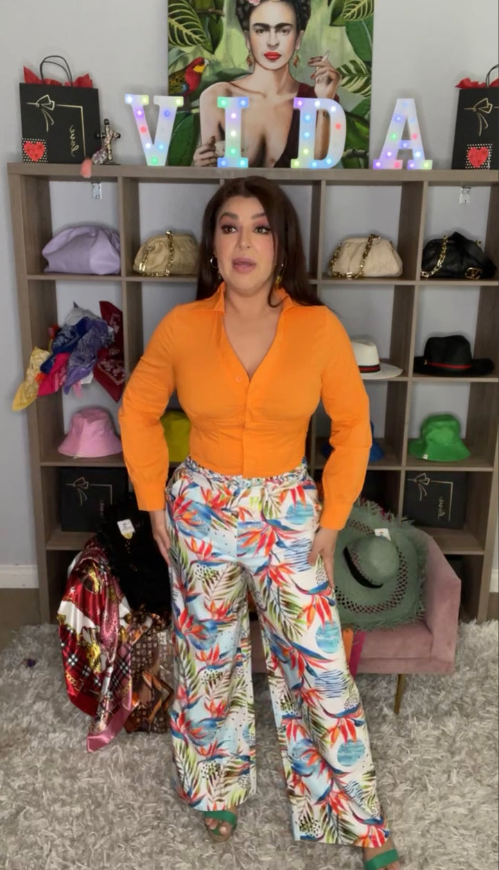 Pantalon Multi Color Tropical Palazo (#130)