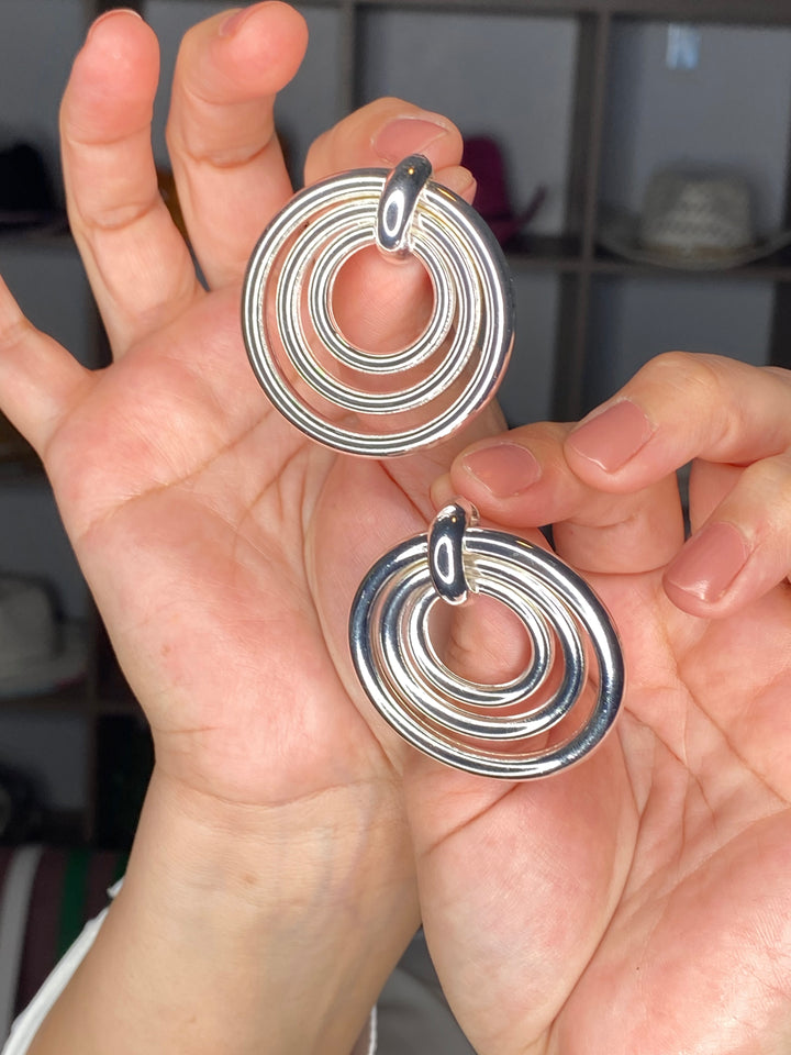 Arete 3 Aros Plateado (#224)