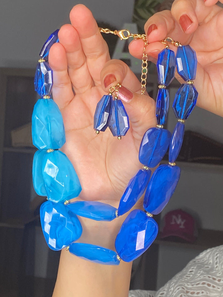 Collar Azul y Royal Piedra Set (#150)