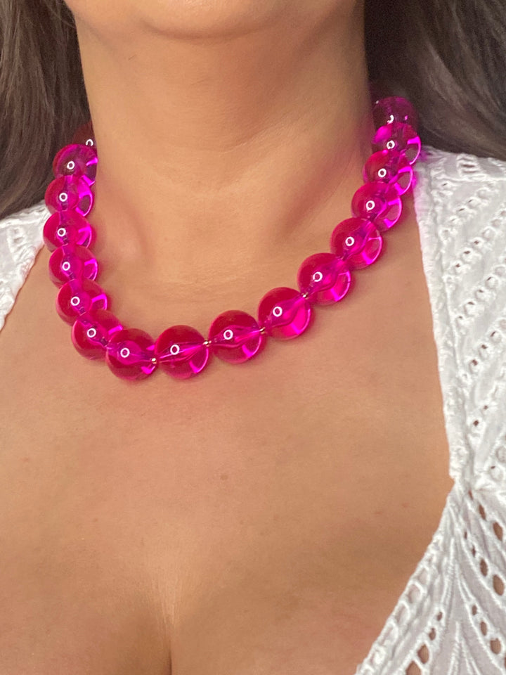 Collar Magenta Bolas (#205)