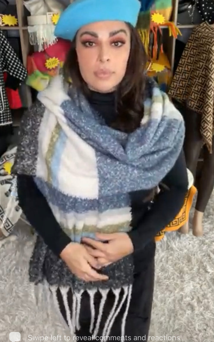 Bufanda Azul y Olivo Multi XL (#124)