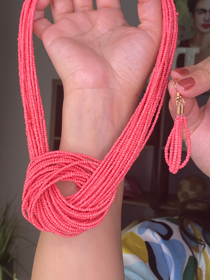 Collar Coral Shakiras Nudo Set (#146)