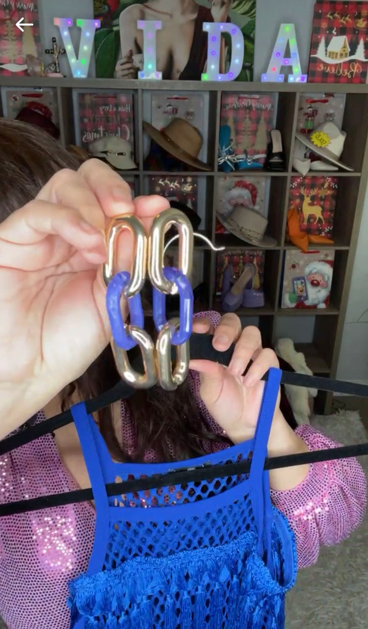Arete Oro y Azul Eslavones (#112)