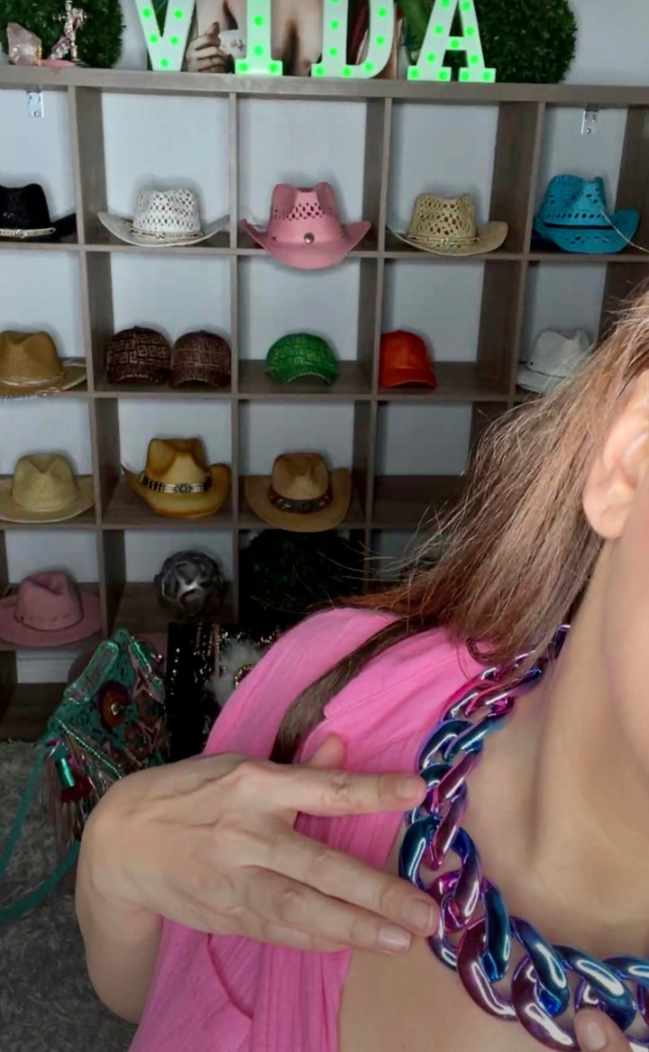 Collar Rosa y Azul Cubana (#175)