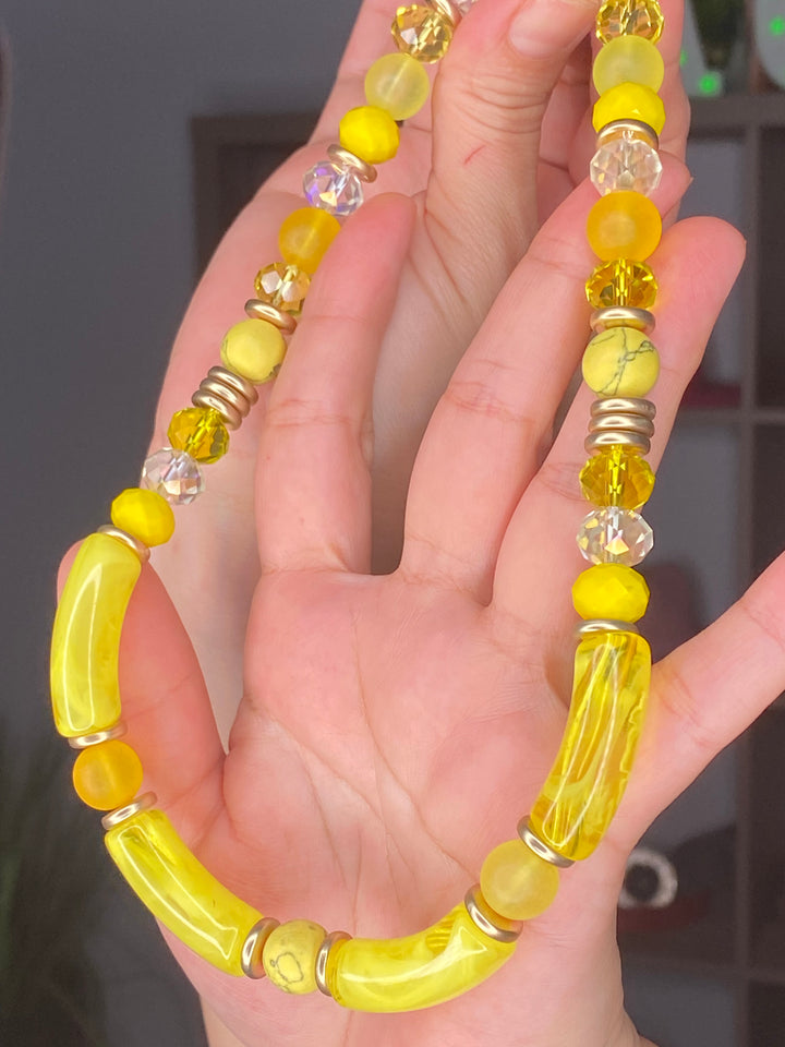 Collar Amarillo Talavera Abalorio (#121)