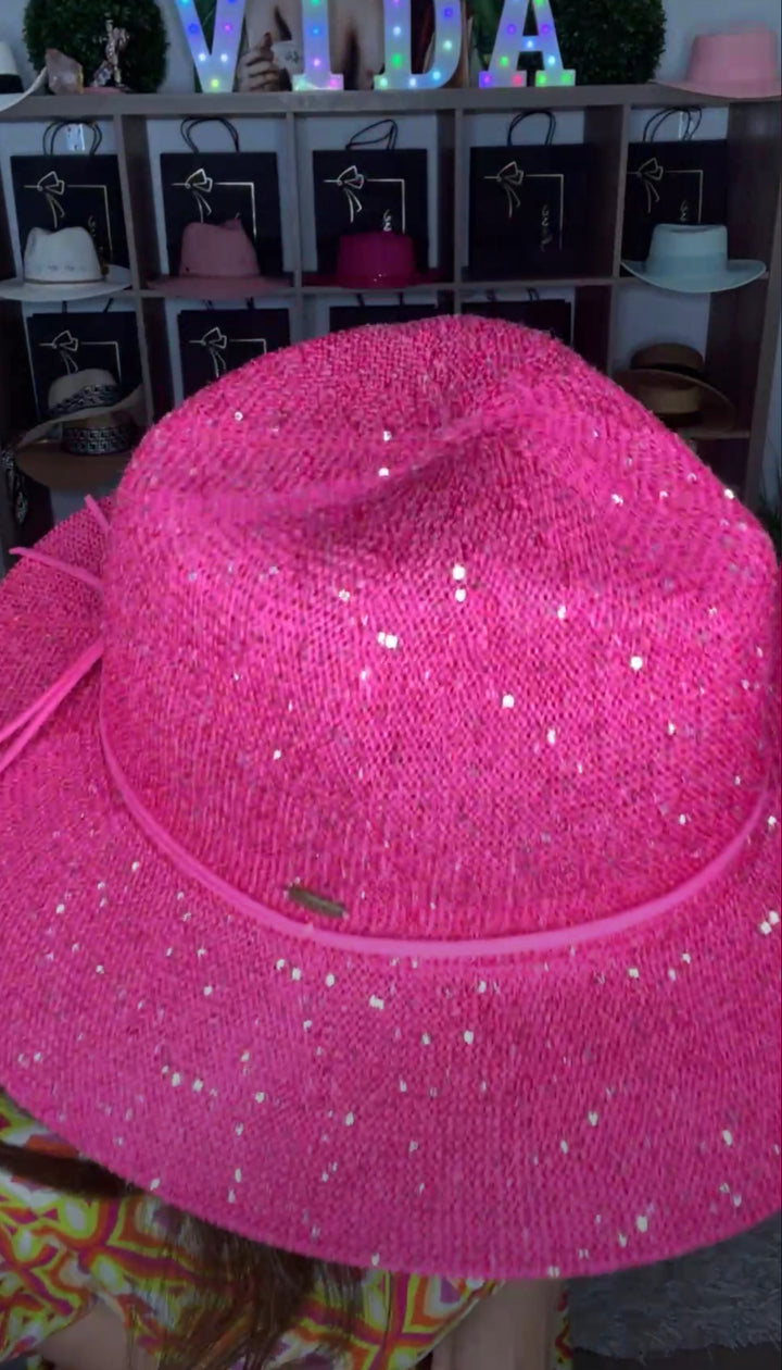 Sombrero Rosa Fuschia Lentejuelas (#303)