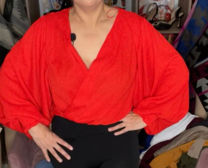 Blusa Roja Manga Poeta (#182)