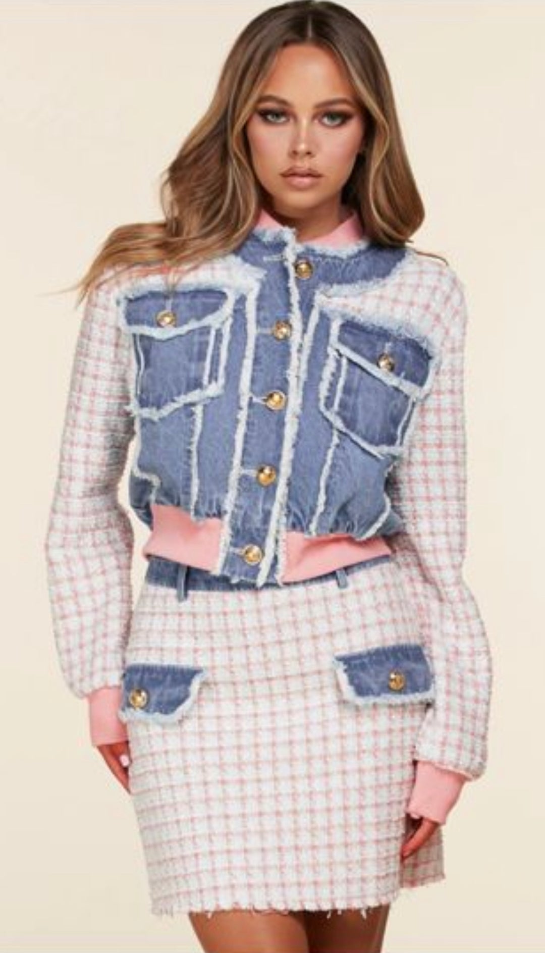 Set Latiste Pink Tweed Denim
